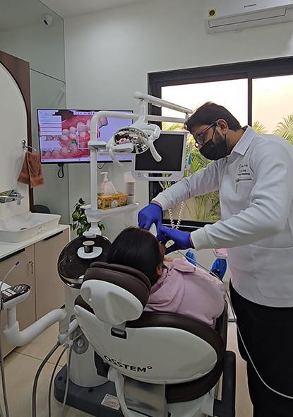 Doctor performing dental procedure