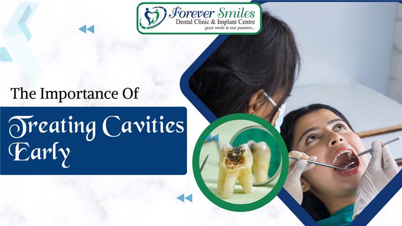 Dentist treating patient with focus on importance of early cavity treatment